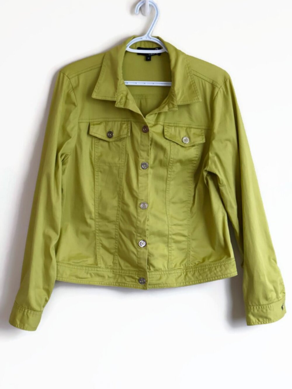 Green Cotton Trucker Jacket, Size 12, Light-Weight Cotton, Some Stretch